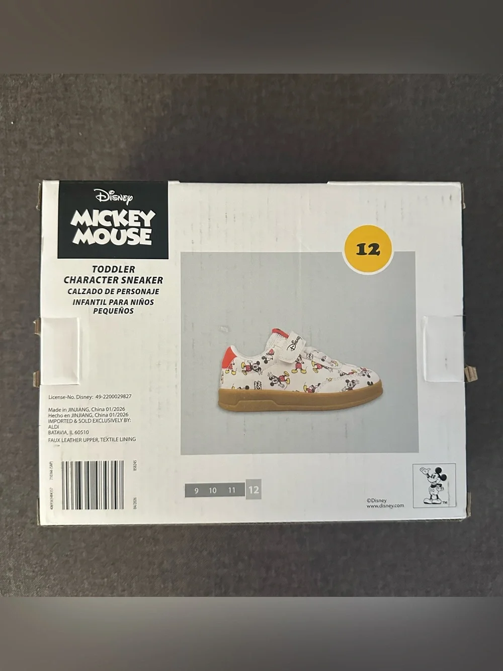 Brand New Disney Mickey Mouse Sneakers Shoes Toddler  Size 12